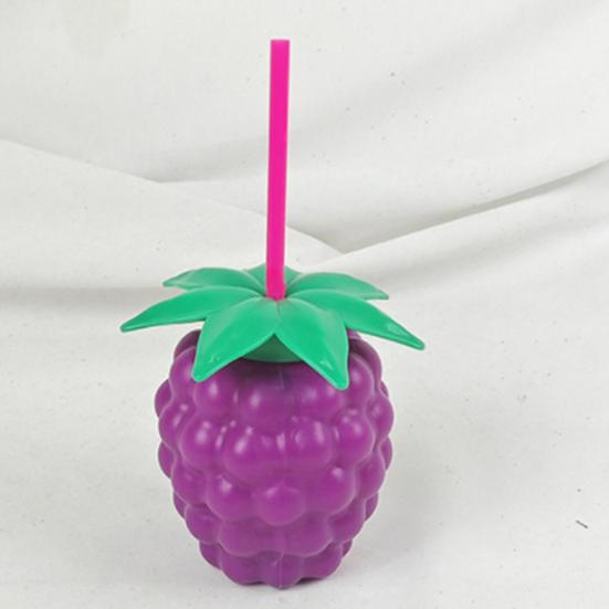Pineapple Plastic Cup with Lid & Straw 500ml Strawberry Iced Coffee Wine Tea Mug Fruit Shaped Tumbler for Party Wedding Birthday