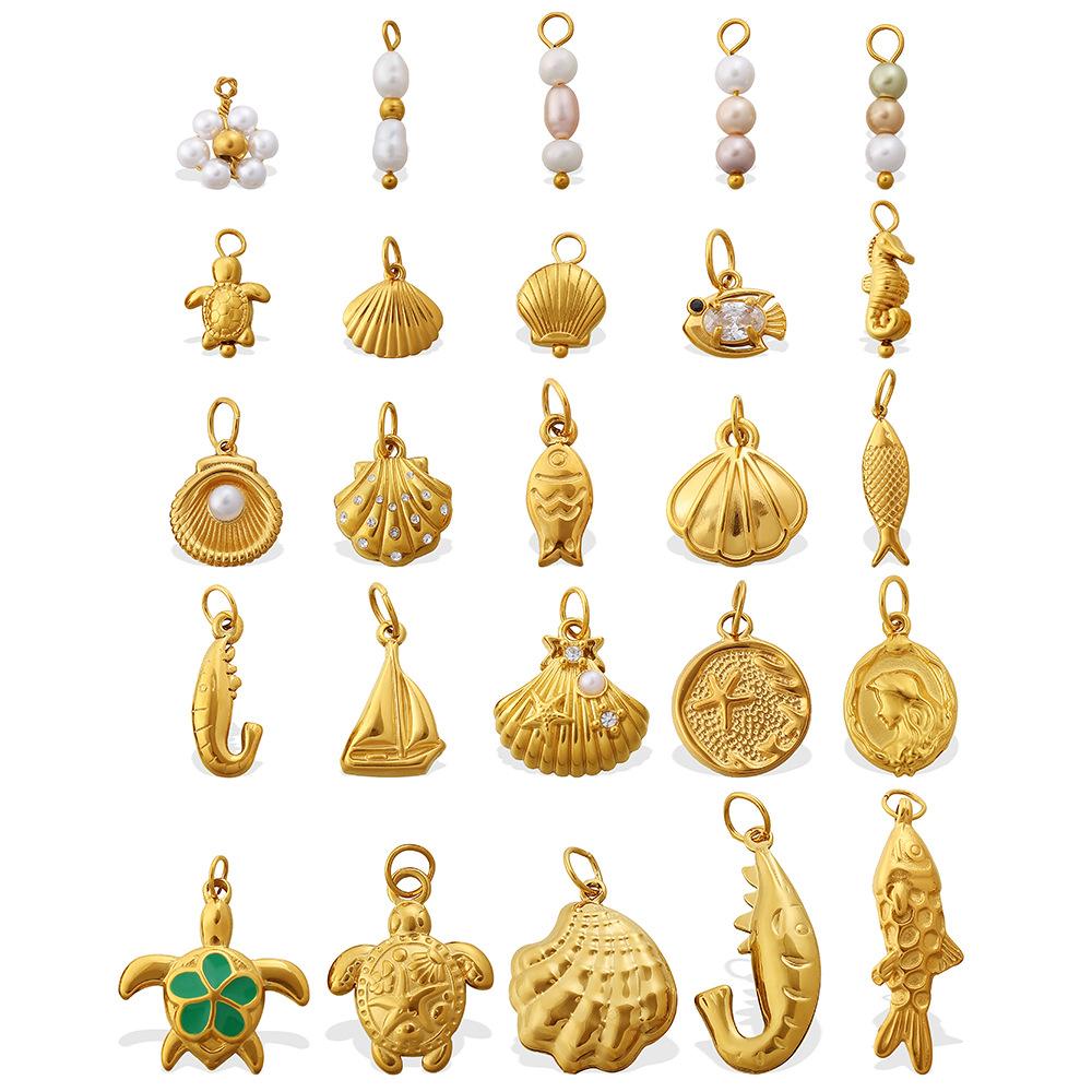 Fashion Daily Versatile Ocean Theme Diy Small Fish Pearl Pendant Does Not Fade Jewelry Accessories