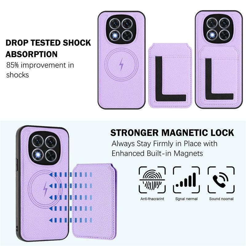 For Redmi 14C 14R A4 A3 13C A3X Note 13 14 Pro Plus Pro+ 13R Turbo3 4G 5G Case Cover Card Holder Stand Coin Magnetic Wallet Supports Wireless Charging