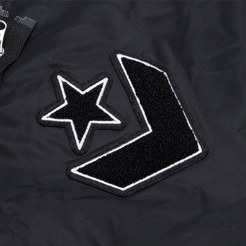 Converse Baseball Jerseys Men's Black Baseball Collar Moderate Straight Fit 10019324-A02