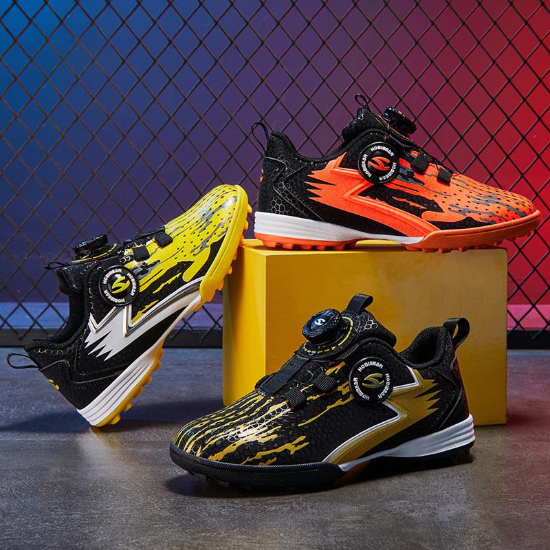 Orange Children's Quick Knob Football Shoes Size 33-41 Kids Non-slip Soccer Society Training Boots Ultralight Sports Shoes