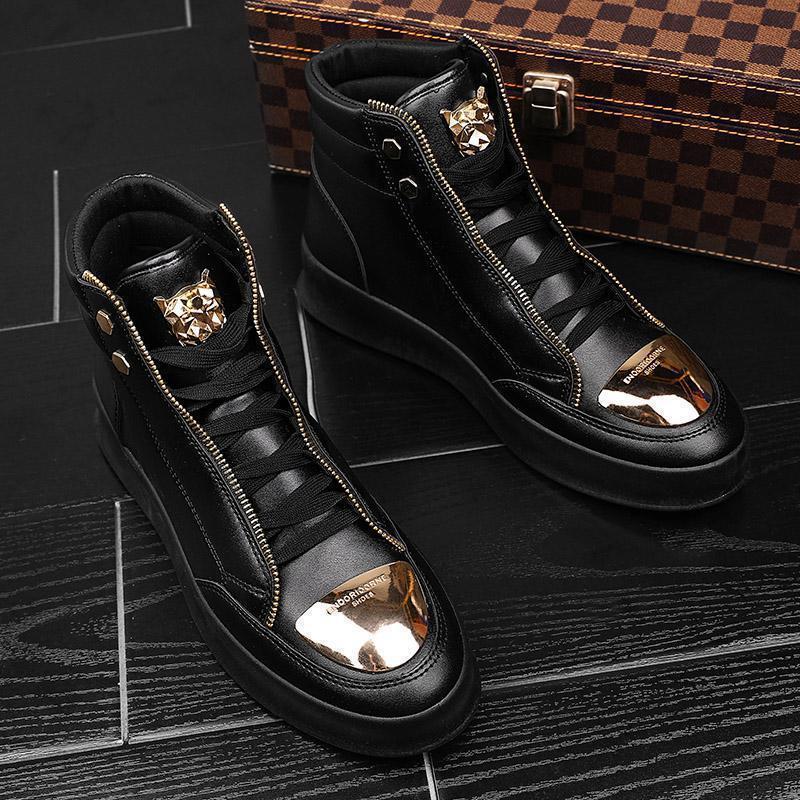 2025 Autumn/Winter Men's High-Top Martin Boots Leather Sneakers Korean Style Casual Street Dance Trend
