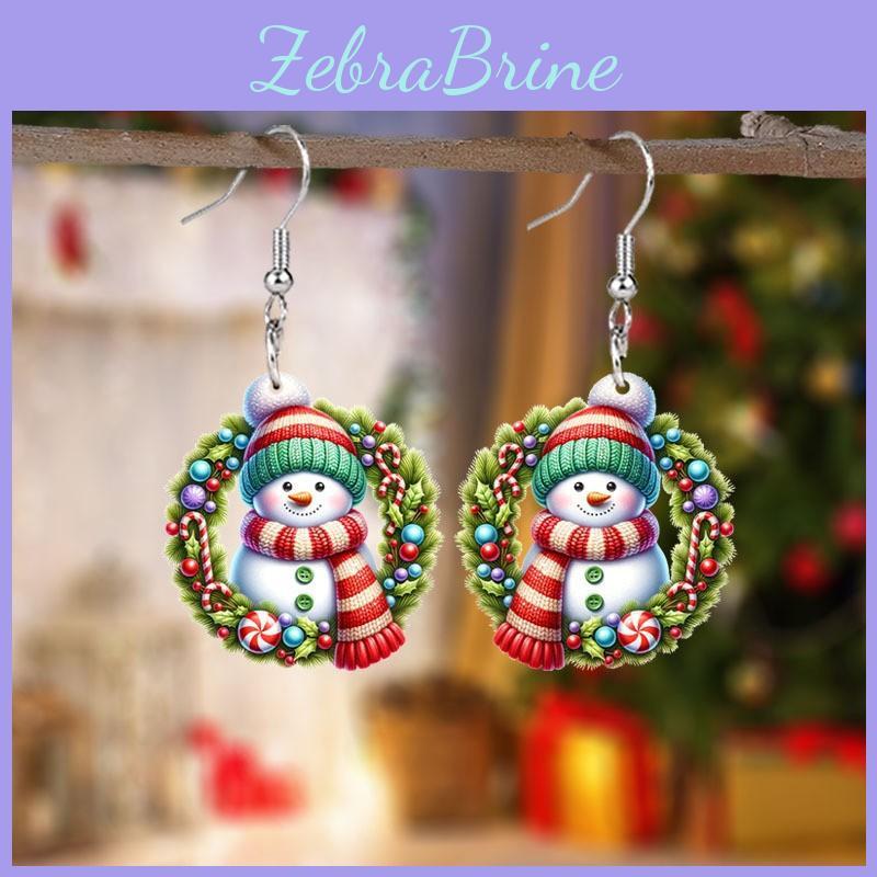Christmas Acrylic Snowman Earrings With Cartoon Motif For Holiday Gift Exchange
