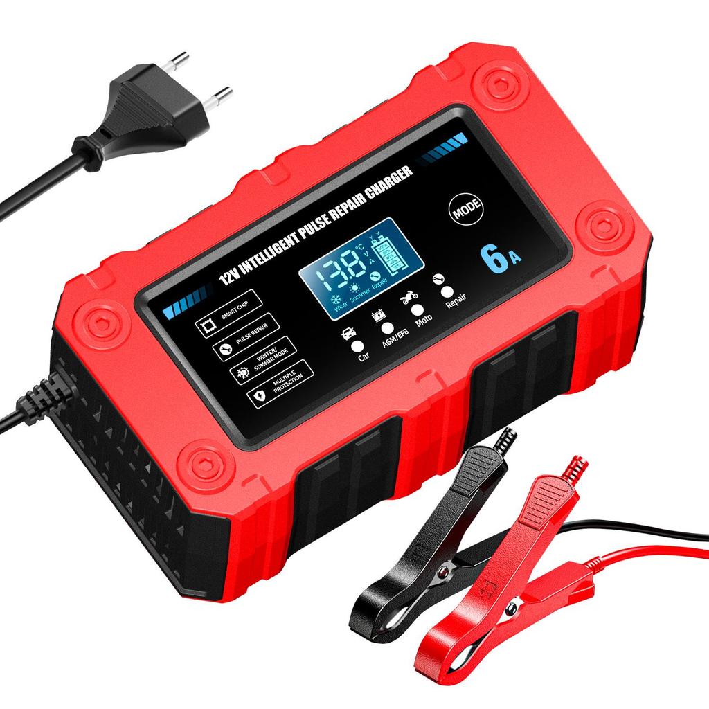 Smart 12V 6A Car & Motorcycle Charger, Repair & Low Voltage Start Function