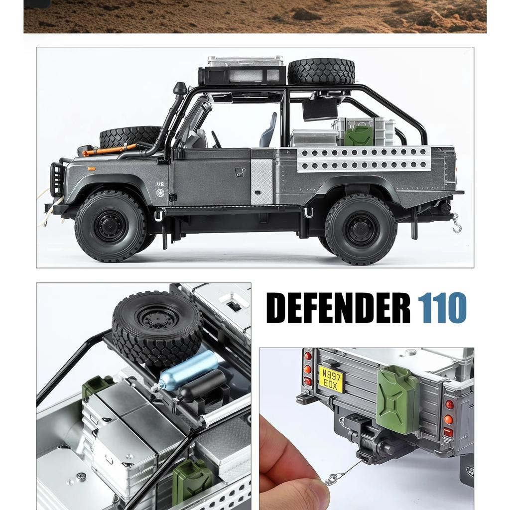 1/24 Land Rover Defender 110 Alloy Die Cast SUV Model Car Boys Birthday Gift Indoor Home Collection Hobby Ornaments
