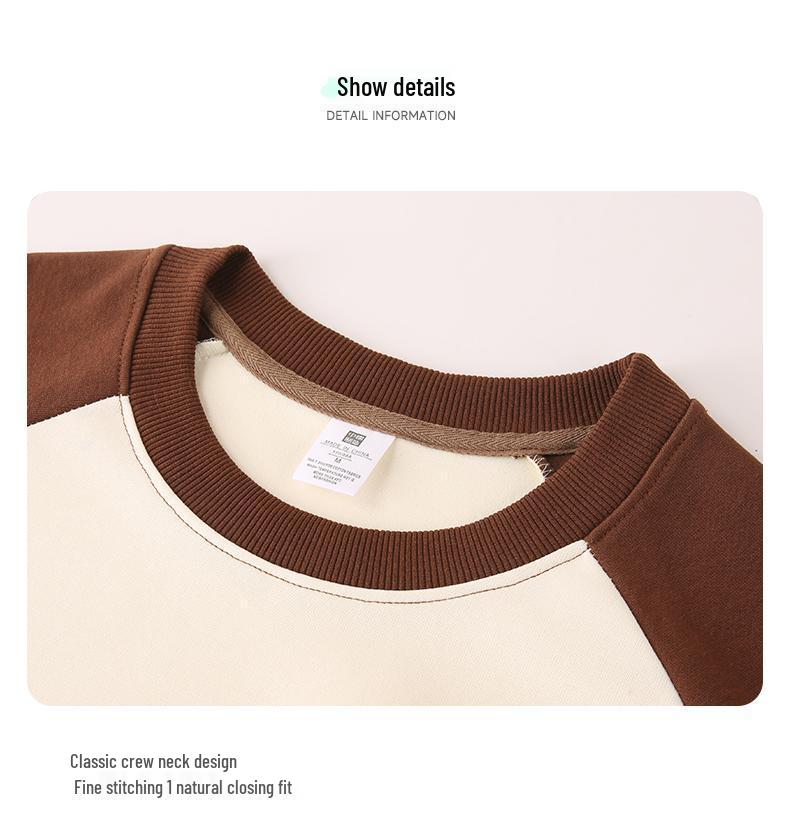 Women's Color Block Raglan Sweatshirt - Thin Long Sleeve, Round Neck, Drop Shoulder, Loose Fit for Autumn/Winter 2024