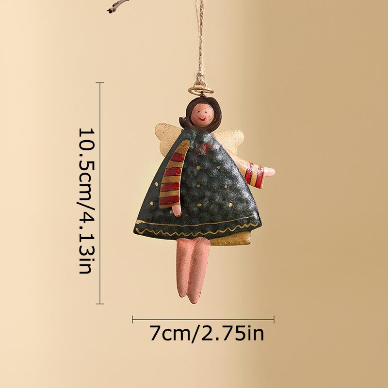 

1PC/4PCS Ironwork Decoration Iron Sheet Holiday Angel Hanging Ornament Party Retro Christmas Pendant 1pc