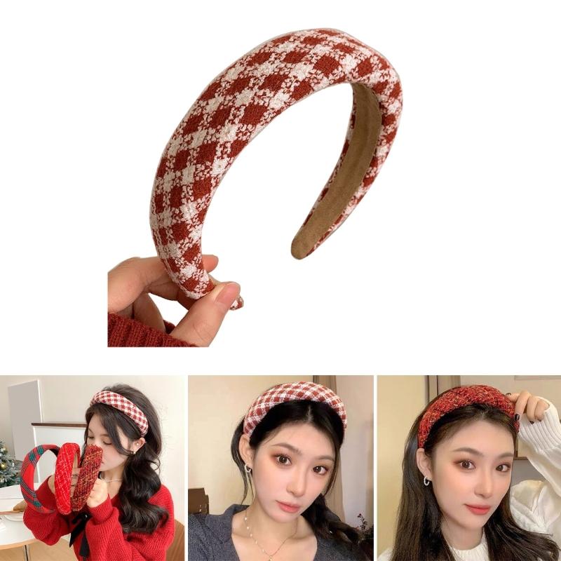 Christmas Theme Red Headband for Women Girl Non-Slip Festival Headband Makeup Hairhoop Soft Sponge Hairband Accessories