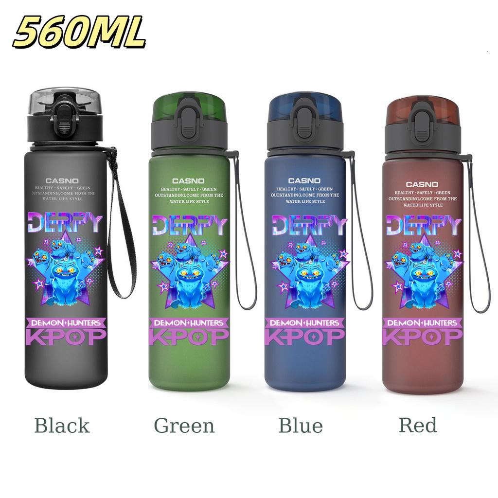 560ML KPop Demon Hunters Plastic Cartoon Pattern Water Cup Tall Superior Quality Children Outdoor Sports Drinking Water Bottle Birth Date Present