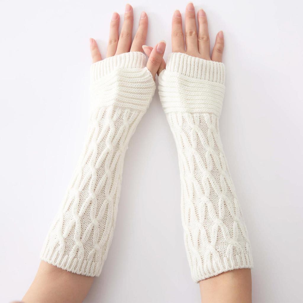 Wool Gloves New Autumn and Winter Knitted Fingerless Sleeves for Men and Women Warm Pile Wristbands Fake Sleeves