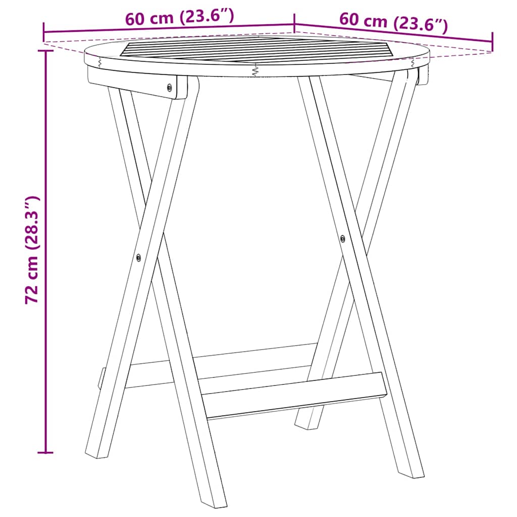 Garden Table Natural 60 X 60 X 72 Cm Solid Acacia Wood