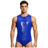 S-3XL Men Waterproof Adaptive Swim Bodysuit Sleeveless One Piece Front Button Side Zippers Leotard Easy Wear Leakproof Bathing Suit