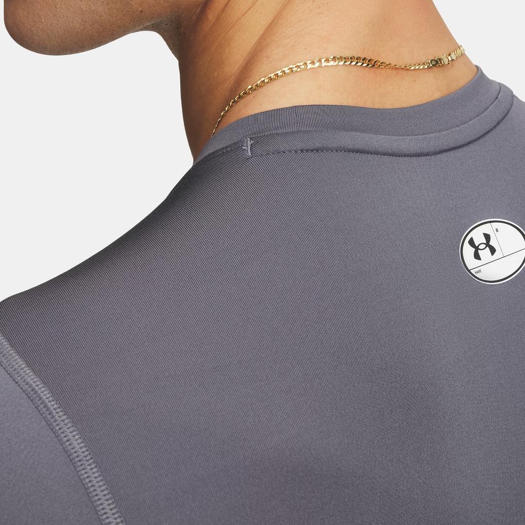 Under Armour HeatGear Fitted Logo Crew Neck Raglan Long Sleeve T-Shirt Men Tops 1361524-025