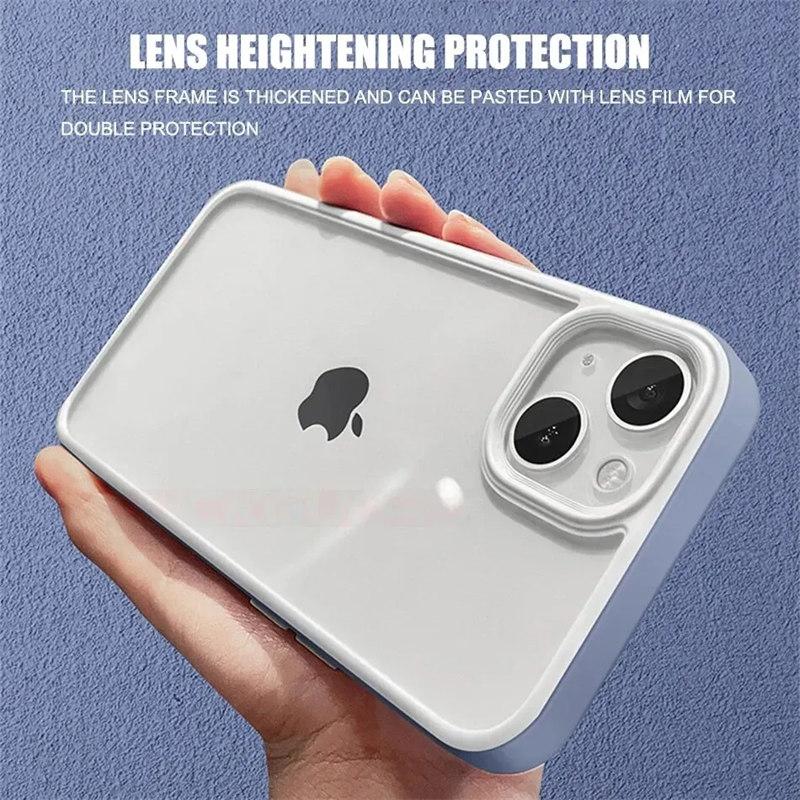 Luxury Transparent Candy Square Frame Case For iPhone 15 14 13 12 11 Pro Max Shockproof Bumper Clear Back Cover Phone Accessorie