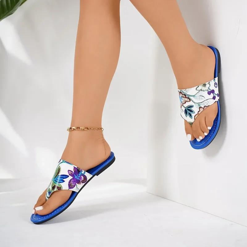 Slippers for Women 2024 Summer Casual Flat Bottom Elegant Beach Women's Flip Flop Designer Home Shoes Women's Zapatos Mujer