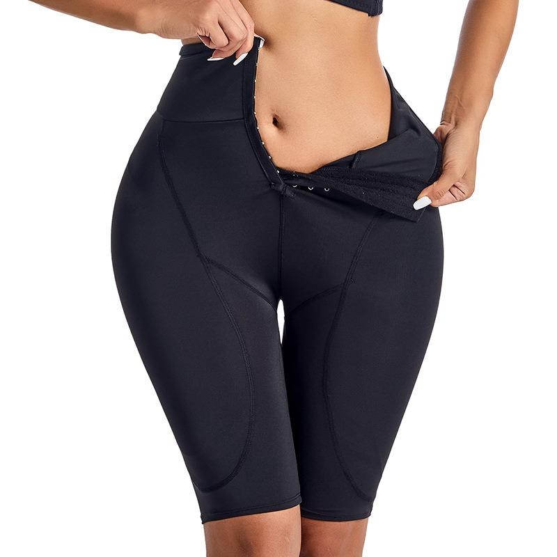 High Waist Hook And Eye Tummy Control Shapewear Shorts S чёрный