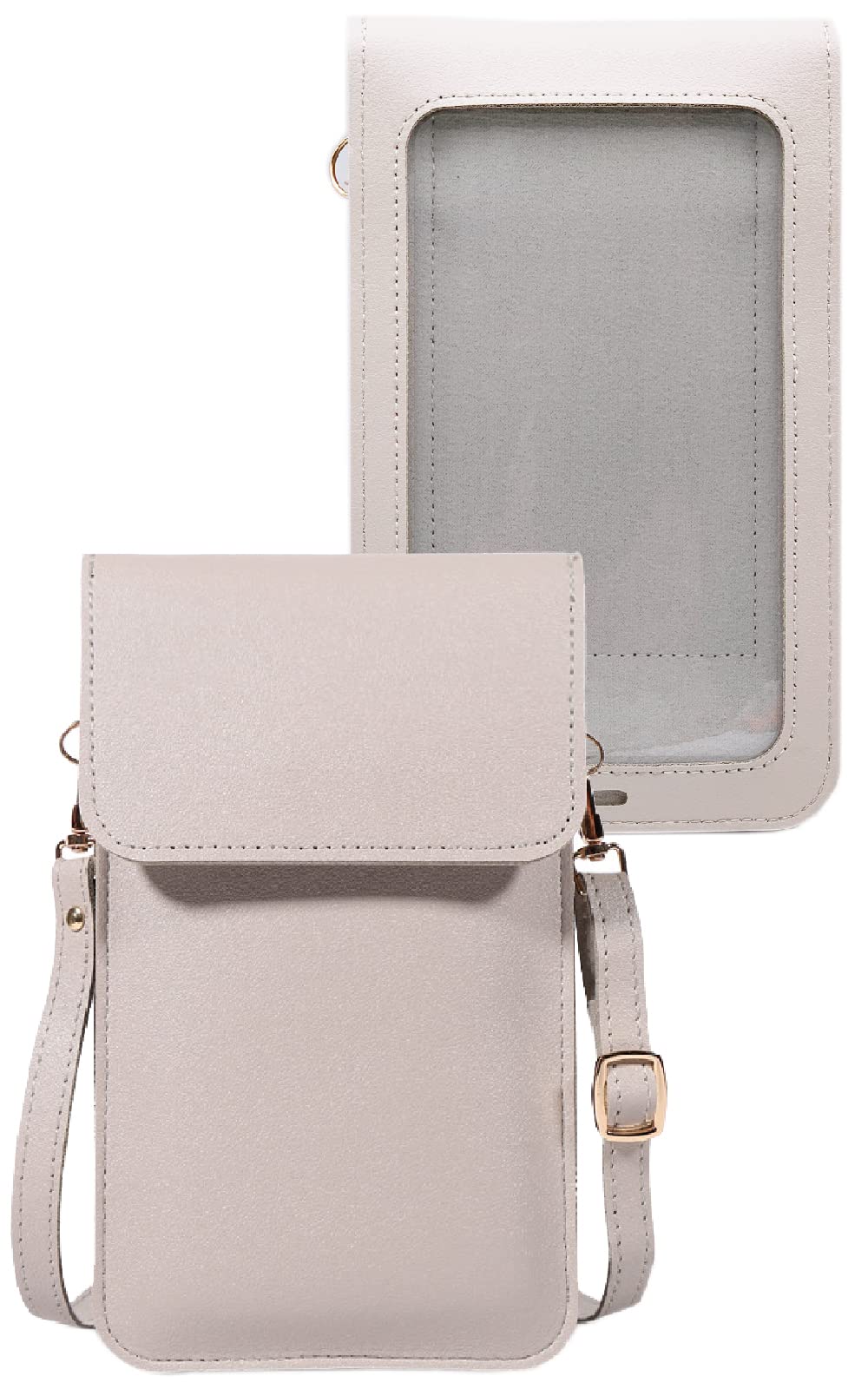 TOMOTHY Smartphone Pouch for Women, Slim and Lightweight, Crossbody Smartphone Pouch, Smartphone Shoulder Bag, Light Gray