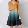 Womens Summer Dress Sleeveless V Neck Printing Short Dresses Fashion Casual Flowy Boho Ruffle A Line Swing Sundress