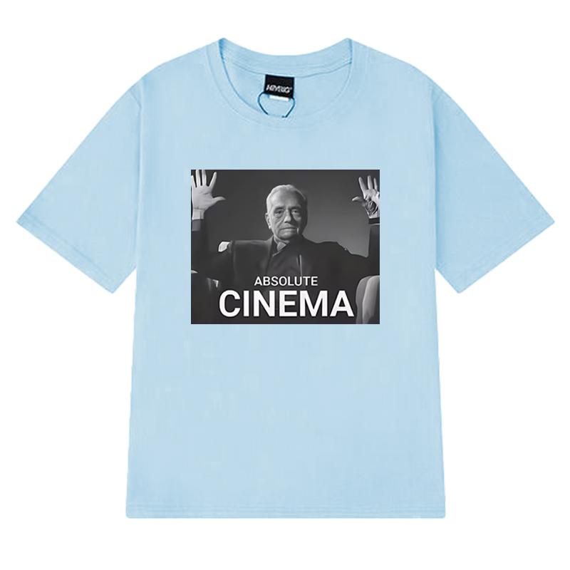 

2026 New in Absolute Cinema Funny Meme Humor Short Sleeve T-shirts Unisex Women Vintage T Shirt Unisex Oversized 100% Cotton Tops S