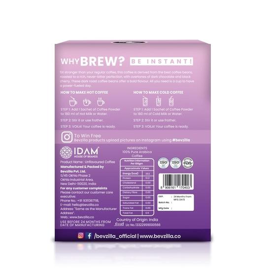 Bevzilla 24 Black Roast Dark Instant Coffee Powder Sachets/Pouches- 48 Grams(Dark Wish Coffee) | Arabica Coffee | Bold & Intense