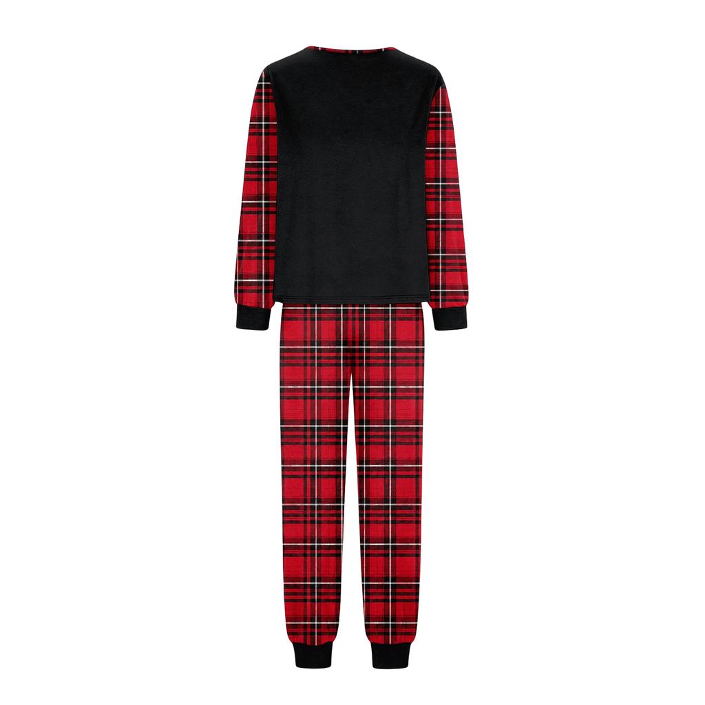 Matching Family Christmas Printed Set with Round Neck, Long Sleeve and Long Pants for Parent and Child
