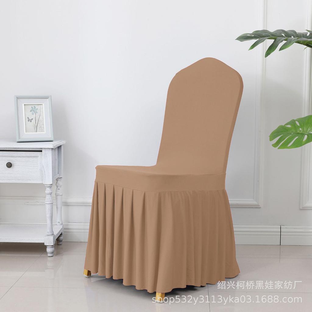 Banquet Chair Cover Thickened Elastic Pleated Skirt Dining Chair Cover Wedding Hotel Party Venue Decoration Simple and Versatile
