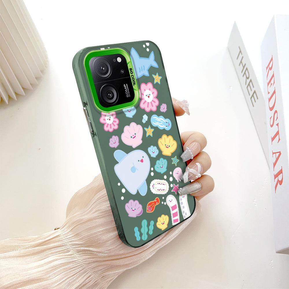 

Окрашенный узор, цветной серебристый, двухсторонний, жесткий, противоударный чехол для телефона Xiaomi Redmi Poco Redmi K40 Pro зелёный