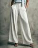 Women High Waisted Wide Leg Palazzo Pants Light Blue Denim Look Trousers
