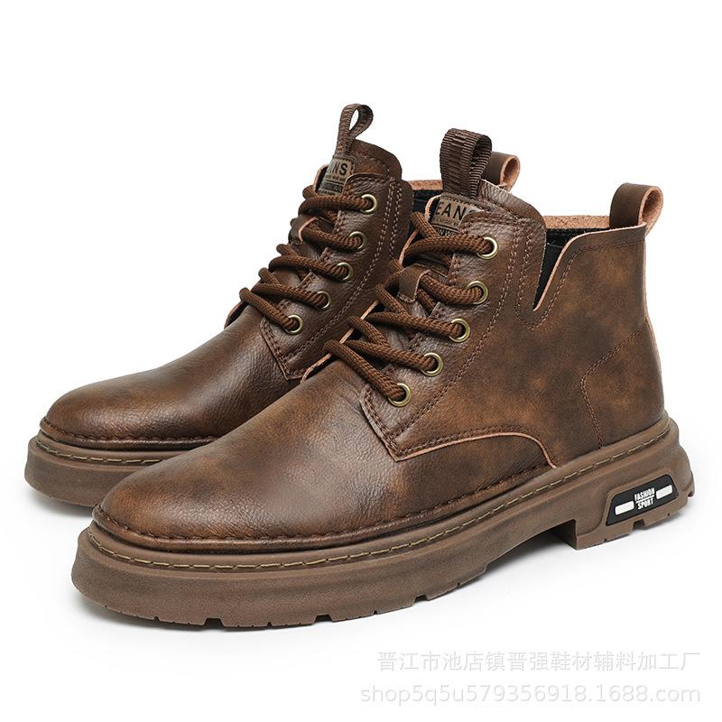 

Ботинки Мартин мужские осенний стиль повседневные высокие кожаные ботинки мужские короткие ботинки кожаные средней высоты ретро мода 44 хаки