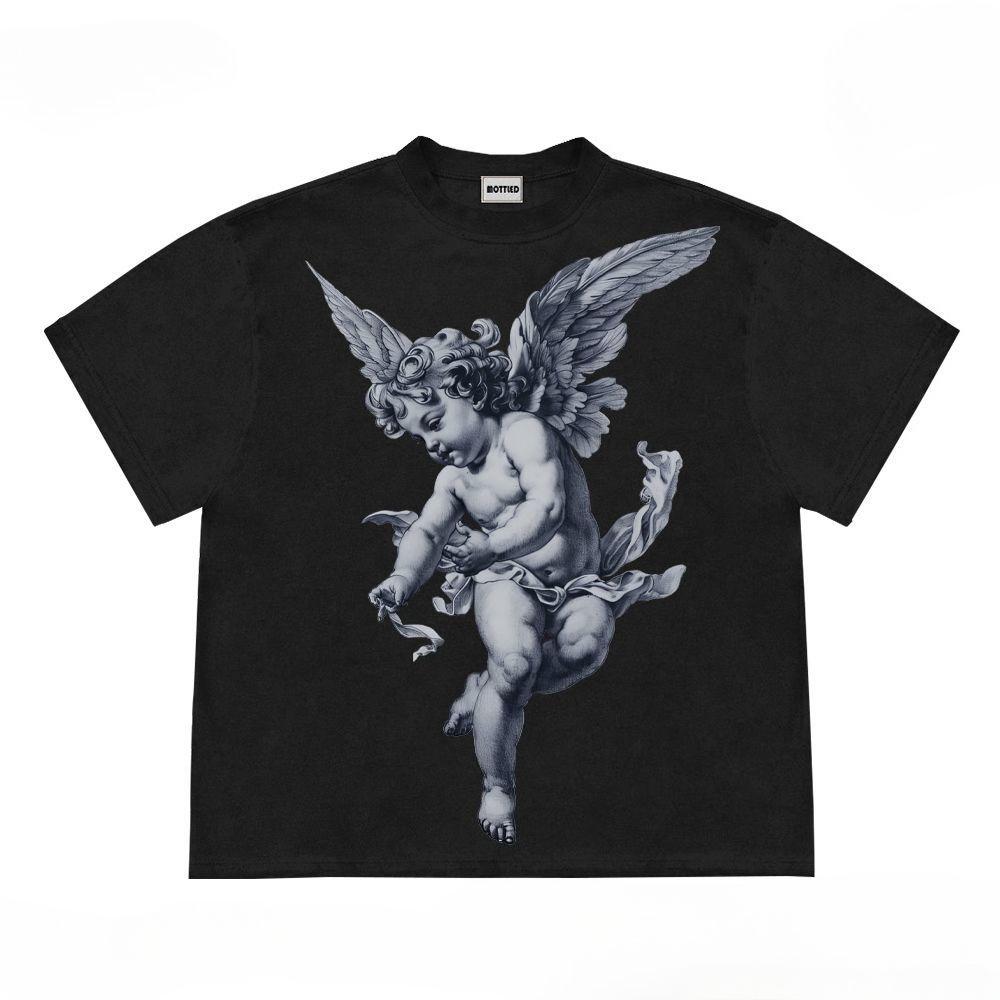 

Angel Graphic Youthful Popularity Vibrant Daily Short Sleeves Casual Style Fashion Comfortable Kawaii Harajuku Y2k Top 4XL