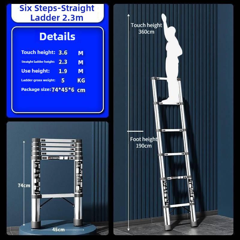 Portable Folding Step Ladder Stainless Steel Telescopic Ladder Multi Functional Household Herringbone Ladder
