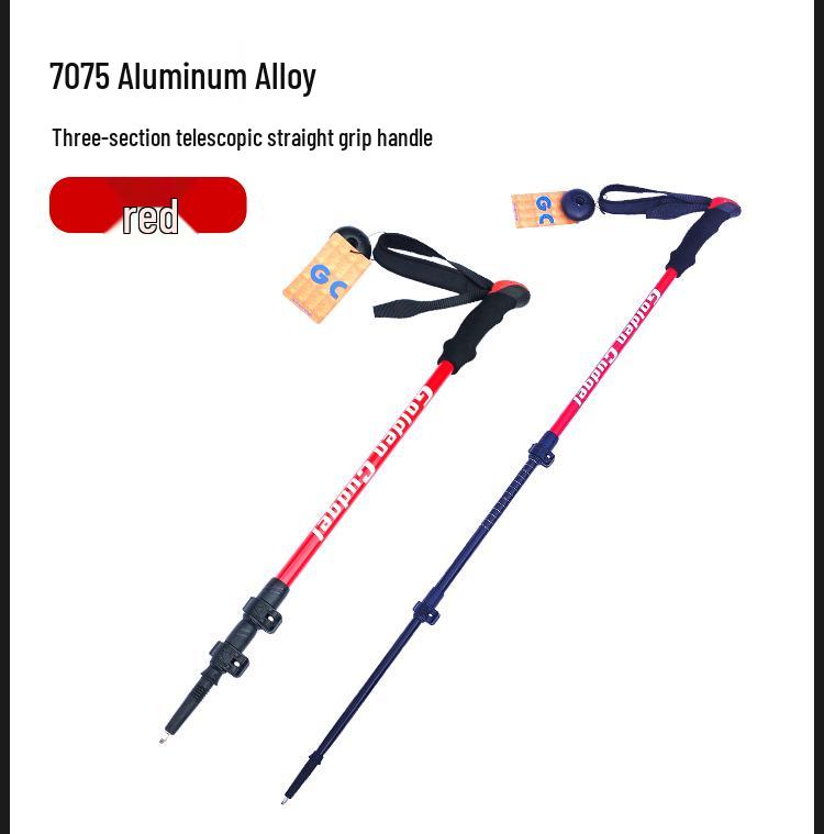 Легкая телескопическая треккинговая палка с противоскользящей рукояткой и рисунком гор