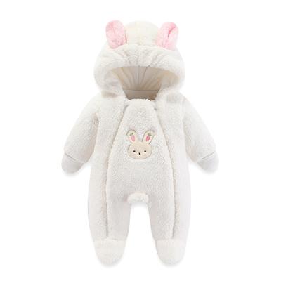 Chaqueta de Invierno para Bebé Mono con Capucha Cálido Mono de Algodón Suave para Niños Mono de Dibujos Animados Ropa para Bebé Niña