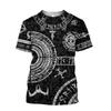 Mens Viking Print T-Shirt 3D Digital Short Sleeve Casual Loose Fit Tee