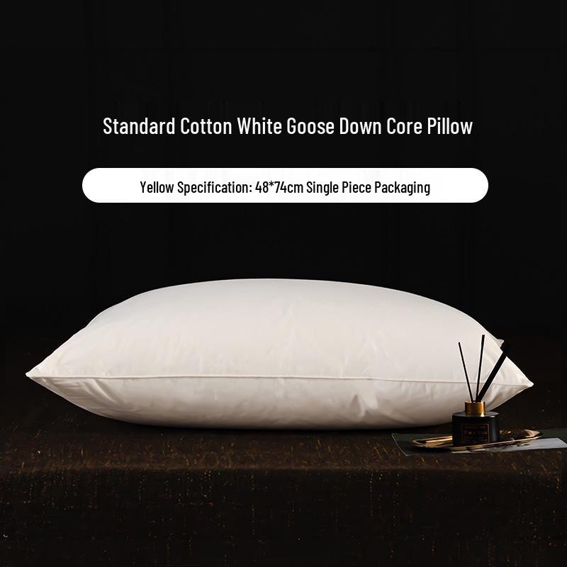 Luxury Goose Down Pillow with Cotton Cover for Neck Support