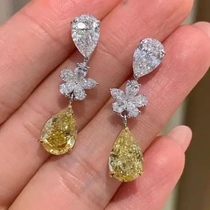 European And American Trendy Sparkling Zircon Oxide Earrings, High End Banquet Fashion Zircon Party Jewelry Long Pendant