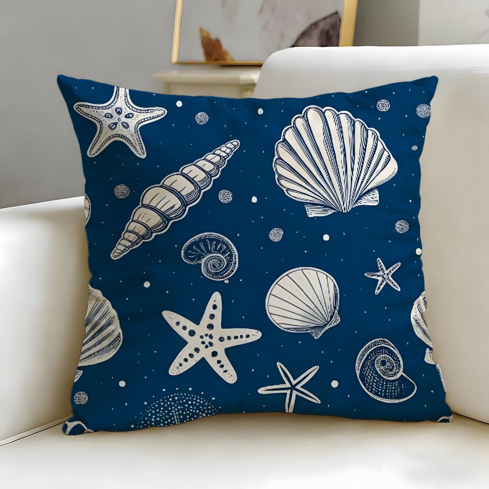 Light Blue Ocean Ripple Cushion Cover Soft  EasyWash Pillow Case  Versatile for Couch Bed Travel and Office