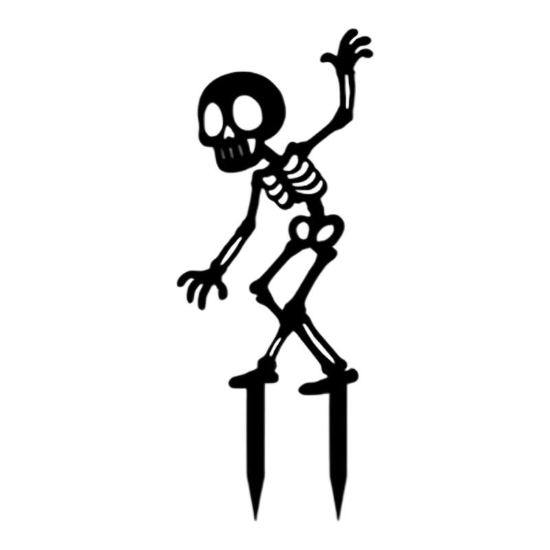 Halloween Yard Stake with Bone Dancer Shape, Black Acrylic Lawn Piece for Garden Display and Outdoor Party Scene