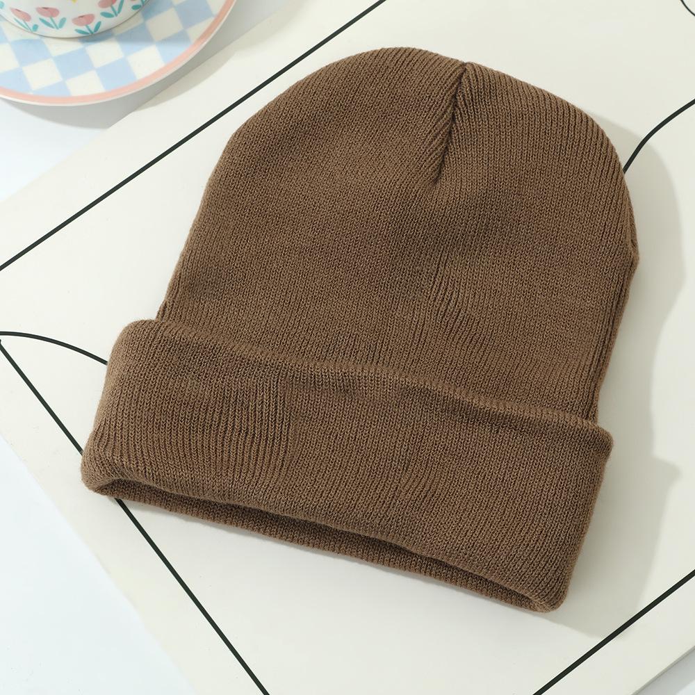 Korean Style Acrylic Knit Hat: Simple, Warm, Versatile Wool Hat with Ear Protection for Autumn and Winter