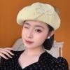 Y2K Lace Berets Cap Street Style Women Artist Hat Casual Pearls Bow Soft Hat  Girls