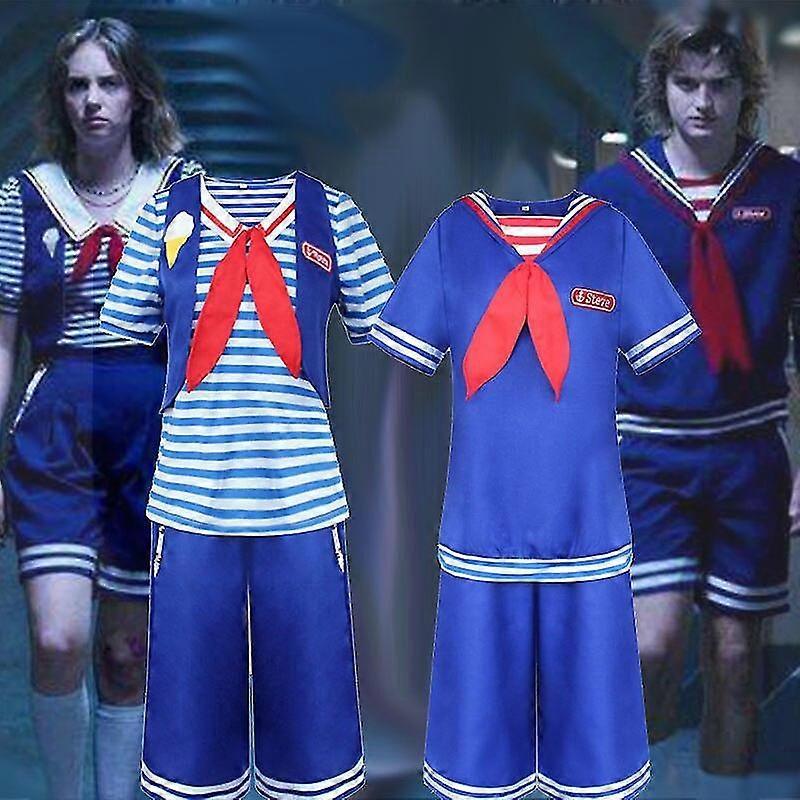 Stranger Cosplay Things 3 Costume Robin Steve Harrington Scoops Ahoy Adult Sailor Uniform Halloween Carnival Party Suit