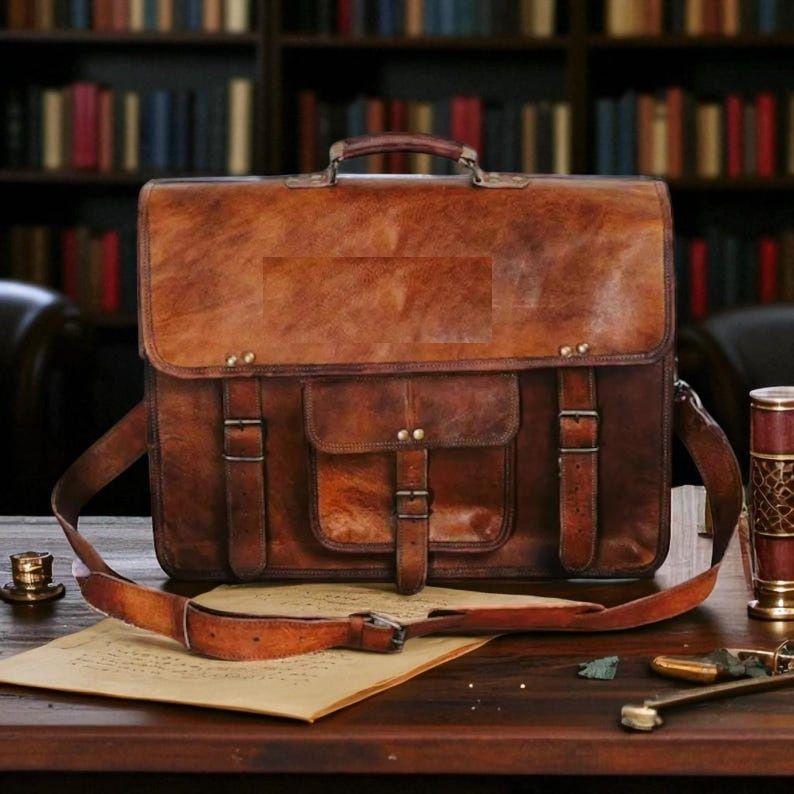 

Персонализированная кожаная сумка-мессенджер мужская кожаная кросс-боди портфель для ноутбука лучшая компьютерная сумка потертая сумка рождественский подарок мужчинам женщинам 18 x 14 x 6 in