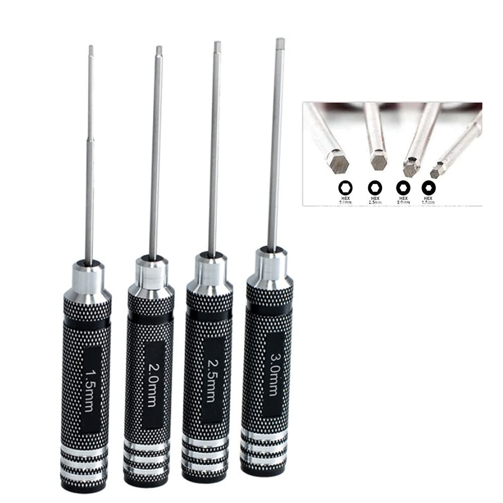 Titanium Nitride Hex Wrench Precision Screwdriver Set for Set Driver, Drones, 4-Piece (1.5mm, 2.0mm, 2.5mm, 3.0mm)