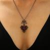 Gothic Bow Red Heart Cross Pendant Necklace Trendy Women Dark Style Neck Accessory