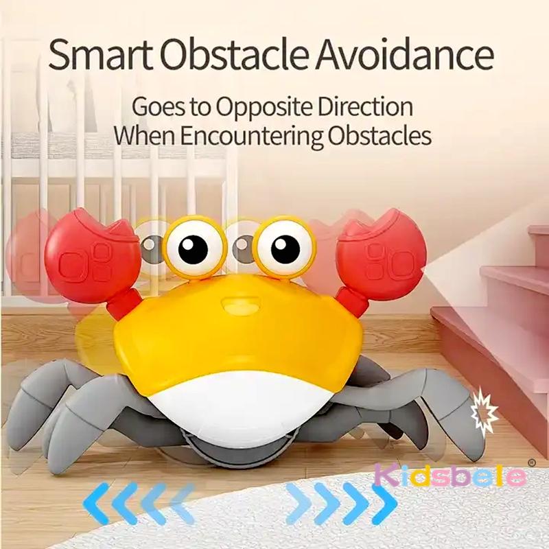 Electric Crawling Crab Baby Toy Induction Escape Crab With Light-up Music Speed Control Infant Tummy Time Educational Moving Toy