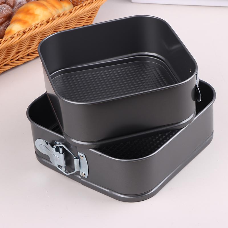 1Pc Carbon Steel Baking Mould With Buckle Square Cake Baking Pan With Removable Bottom Non-Stick Cake Mould Chiffon Cake