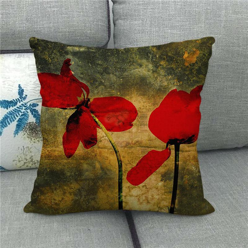 Watercolor Painting Of Beautiful Tulips Digital Printing Short Plush Pillow Covers For Car Sofa Office Cushion Cover Home Goods