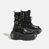 Plataforma Metálica Tubo Medio 2025 Nuevo Dark Punk Aumentado Cordones Cremallera Femenina Botas de Motociclista para Niña Mujeres