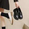 2025 Spring and Autumn Small Leather Shoes Women's British Style Thick Heel Loafers Gentle Wind with Skirt Single Shoes College Style One Pedal