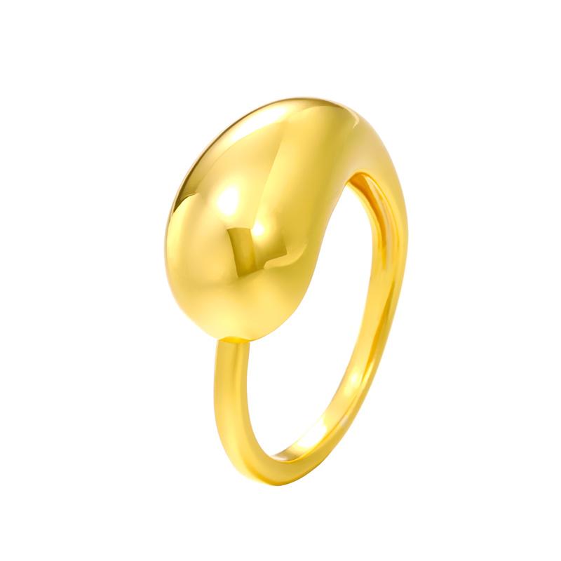 New Stainless Steel Water Drop Ring Statement Metalic Gold Color Rings For Women Bague Acier Inoxydable Accessories Party Gifts
